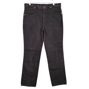 Mens Wrangler Black Denim Jeans Classic Fit Straight Leg 100% Cotton Size 34x32